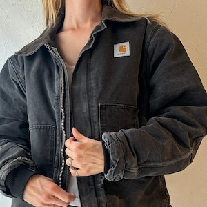Jaren 90 &#39;Carhartt&#39; JQ185 gevoerd denim werkjack / medium - large
