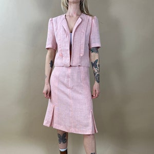 80s Pink Netted two Piece Matching Set / Skirt and Top / Small