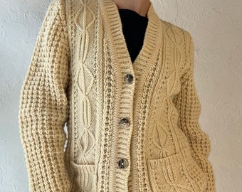 お*て様 60s Jantzen wool knit cardigan XL b VTG 1960's Jantzen Wool Cardigan Sweater~ off White Tiny