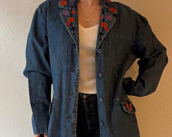 Chaqueta vaquera bordada Y2k 'Cold Water Creek' / Mediana