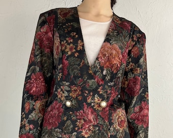 90s 'Dawn Joy' Lightweight Floral print Jacket / Small