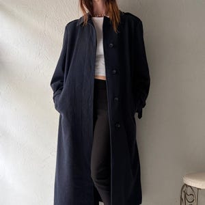 Vintage 'Pendleton' Navy Blue Wool Trench Coat / Medium