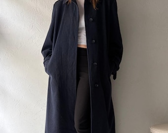 Gabardina vintage de lana azul marino 'Pendleton' / Mediana
