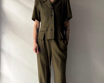Traje de cuadros verdes estilo años 90 'Sag Harbor' / Talla M