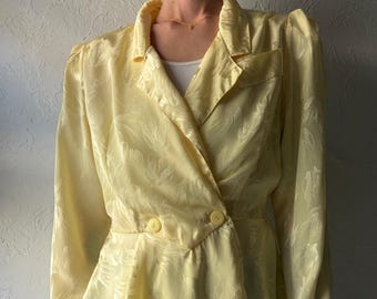 80s Yellow Retro Romanic Blouse / Vintage 1980s Feminine Prairie Cottage Core Top / Small