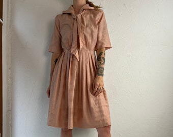 80s Pink Striped Handmade Sailor Dress / Small