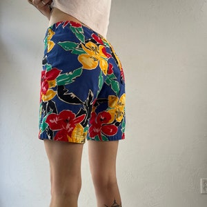 80s &#39;Surf Line Hawaii&#39; Original JAMS Jams World Floral Print Board Shorts / X-Small