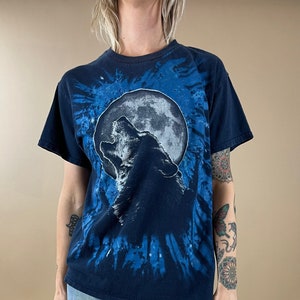Y2K Black Wolf Graphic T Shirt / Vintage Tee / Medium