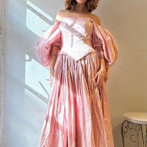 90s Handmade Pale Pink Prom Dress Set / Small - Medium