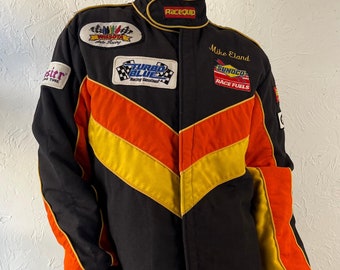 Vintage Retro Black Racing Jacket / Motorsport Style Jacket / Medium