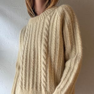 Vintage ‘Island Crafts’ Cream Wool Cable Knit Fisherman’s Sweater / Small