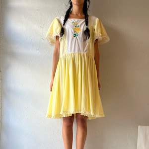 Vintage Handmade Yellow Chore Dress / Large