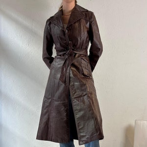 70s 'Wilsons' Burgundy Leather Trench Coat / Small