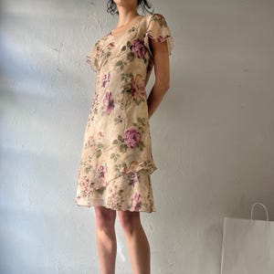 90s ‘SL Fashions’ Crinkle Polyester Mini Dress / Small