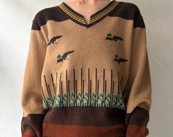70s 'Collageman' Duck Sweater / Medium