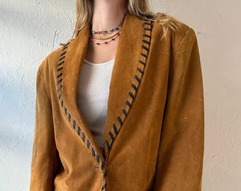 80s 'Dalmys' Oversized Suede Jacket / Large
