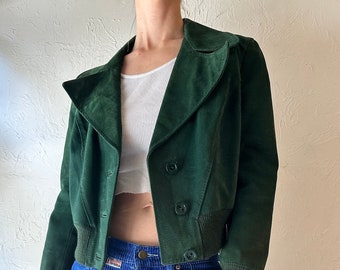 Vintage groene suède jas/klein