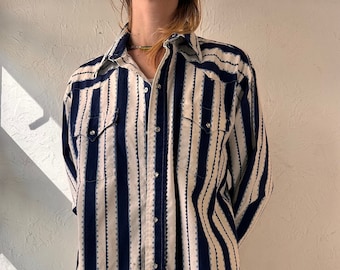 Vintage 'Panhandle Slim' Striped Western Pearl Snap Shirt / Large