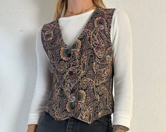 Vintage Peacock Tapestry Vest / Small