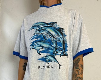 90s 'Bay Bridge' Florida Dolphin T Shirt / Large