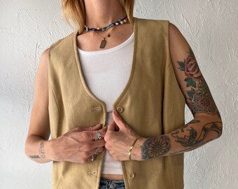 90s 'Arpeggio' Tan Wool Suit Vest / Medium