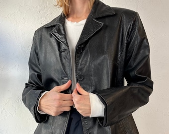 Y2k &#39;Danier&#39; Schwarze Minimalistische Lederjacke / Medium
