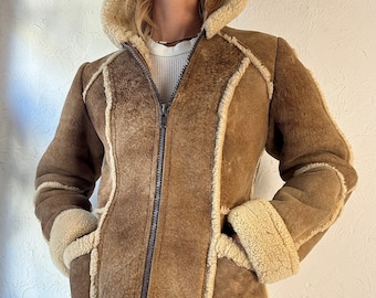 80er Jahre 'Wilsons' Shearling Lined Hooded Jacket / S