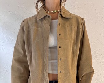 Y2k 'Wilsons' Tan Suede Leather Jacket / Large