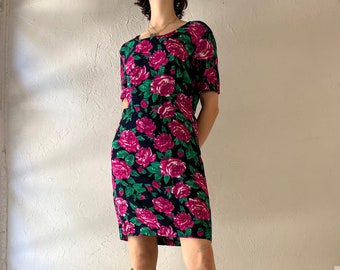 90s 'By Choice' Floral Mini Dress / Medium