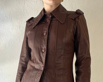 ジャケット・アウター 1980s Euro Vintage Brown Leather Jacket Vintage 80s Brown Leather Jacket: XS Retro Outerwear - Etsy Canada
