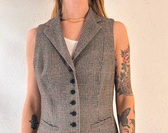 Y2k 'Ralph Lauren' Academia Plaid Vest Top / Medium