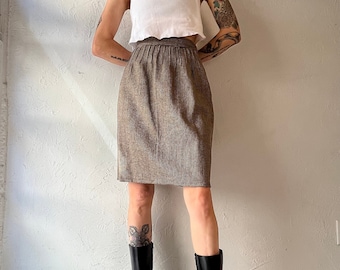 80s 'Summa' Tweed Wool Midi Skirt / Small