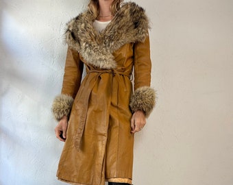 70s 'Hurtiq Furriers' Leather Penny Lane Coat / Small