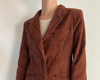 90s 'Changing Scene' Burnt Orange Corduroy Blazer Jacket / Small