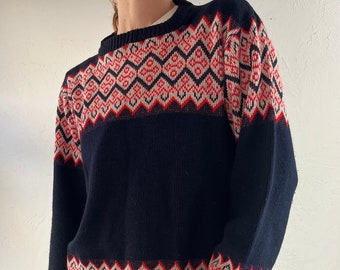 60s 70s 'Kingsway' Acrylic Ski Sweater / Small