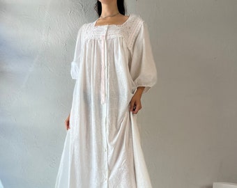 90s 'Komar' White Button Up Night Dress / Large