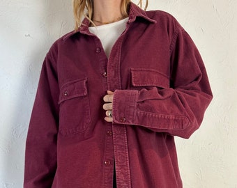 90s 'LL Bean' Burgundy Thick Cotton Shirt / Large