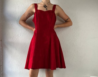 90s Red Paisley Skater Dress / Medium