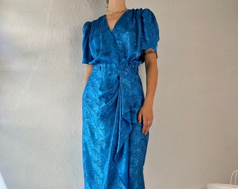 80s 'Orite Petite' Blue Silky Dress / Union Made / Medium