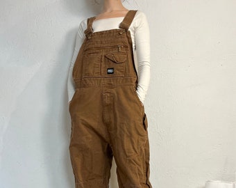 Y2k 'Key' Brown Denim Work Wear Overalls / Large