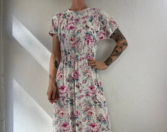 90s 'Carole Reed' Floral Rayon Dress / 10