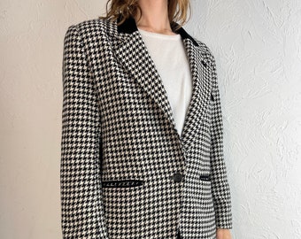 90s 'Two Roads' Herringbone Blazer Jacket / Medium