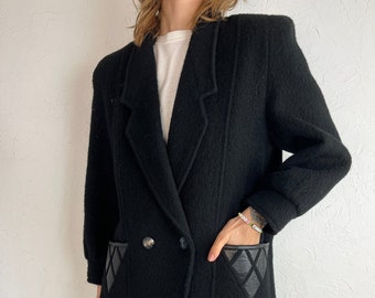 90s 'Konen' Black Wool Jacket / Medium