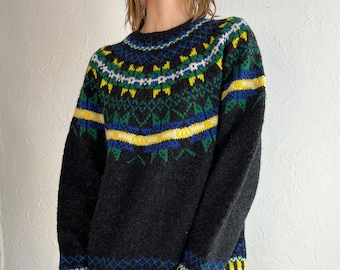 90s Knit Ski Sweater / Large