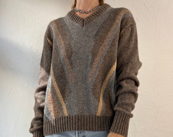 90s 'McGregor' V Neck Knit Pullover Sweater / Large