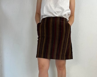 Y2K 'Outline' Striped Pencil Skirt / Medium