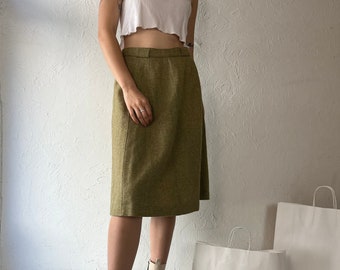 70s 80s 'Koret of California' Green Wool Midi Skirt / Medium