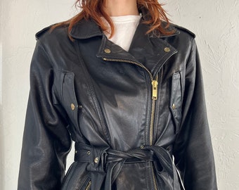 90s 'Oscar Leopold' Leather Moto Jacket / Large