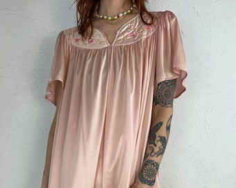 80s 'Vanity Fair' Pink Night Gown / Medium