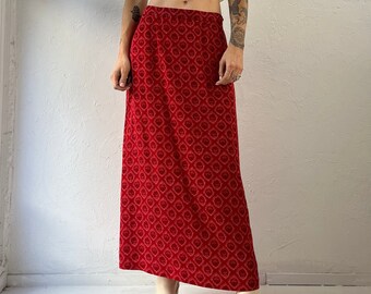 Jaren 80 'Sag Harbor' Rode Midi Rok / Medium